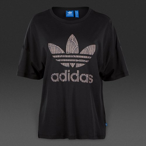 Adidas Originals Shell Tile New Boyfriend Tee Black for Women
